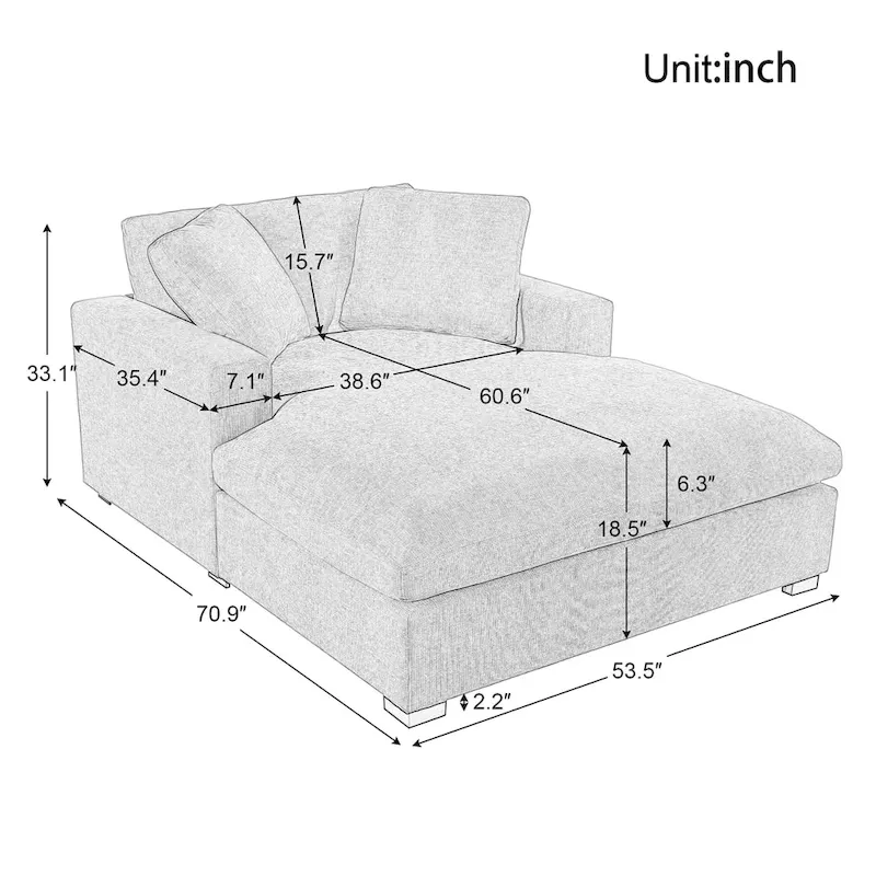 Beige 53.5 Chaise Lounge Chair