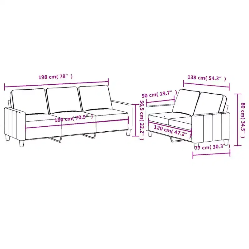 vidaXL Sofa Set Black Polyester, Metal, Textilene, Plywood