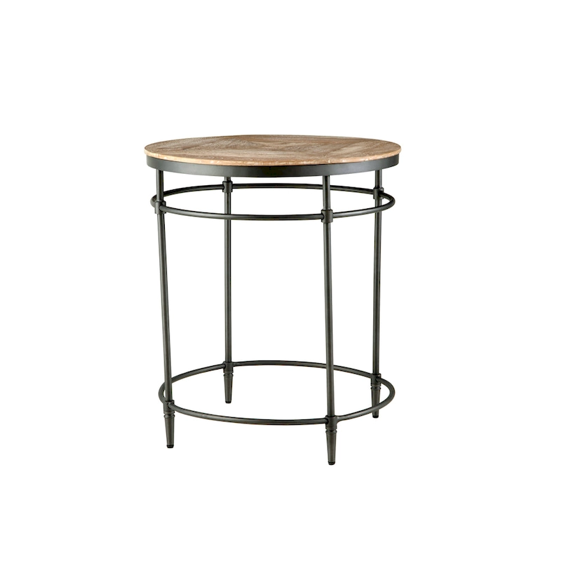 Fenway 22  Mango Solid Wood and Metal Round End Side Table - 22 inches long x 22 inches wide x 25 inches high