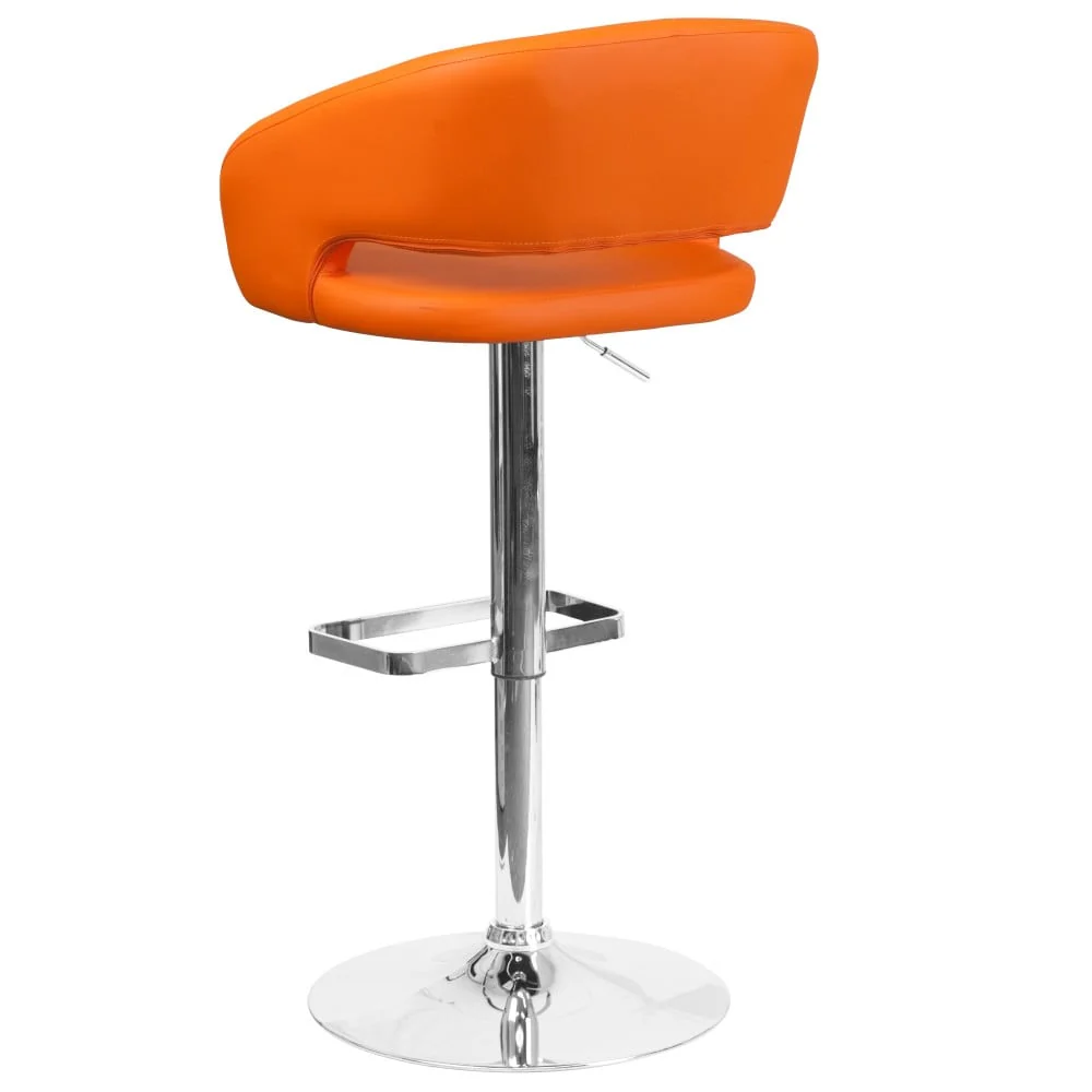 Modern Upholstered Adjustable-Height Barstool with Rounded Back