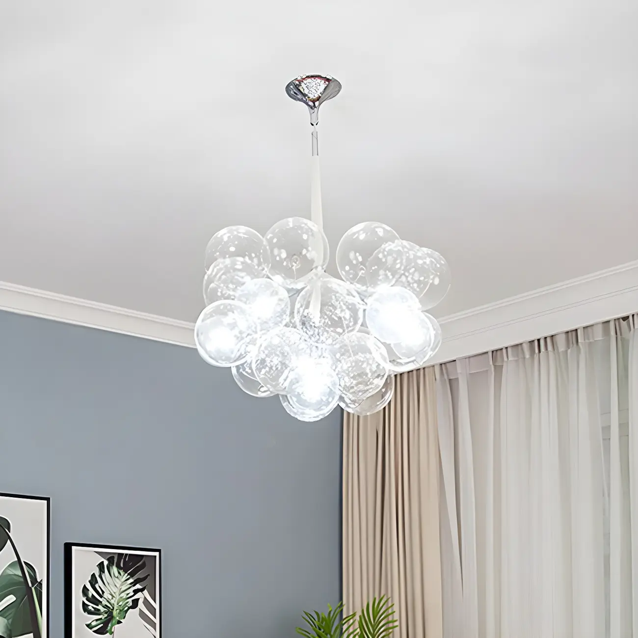 Modern Clear Bubble Glass Sphere Chandelier