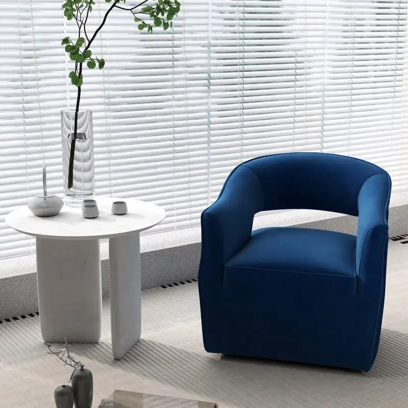 SEYNAR Modern Glam Velvet 360 Degree Swivel Open-Back Accent Armchair