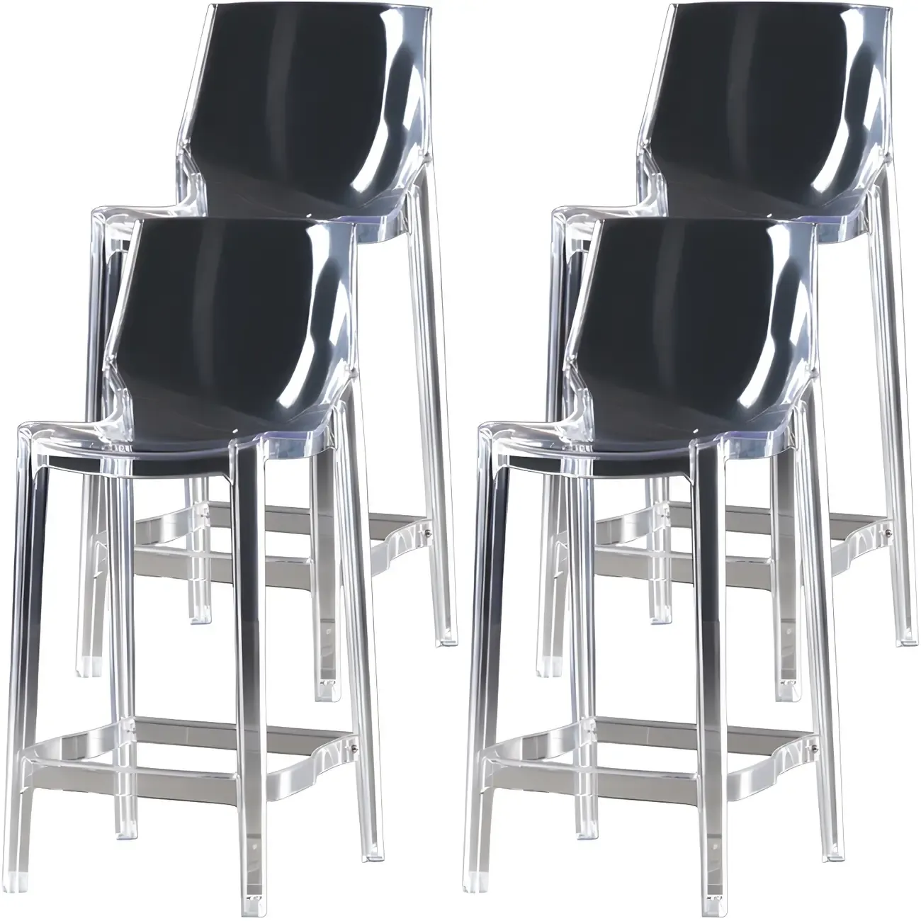 Modern Acrylic Transparent Chic Rectangle Durable Bar Stool