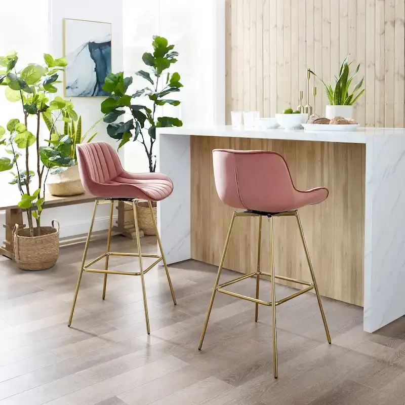 Art Leon Modern Swivel Velvet Barstool (Set of 2)