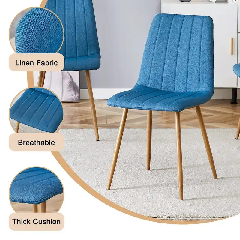 Linen Upholstered Metal Leg Side Chair (Set of 4)