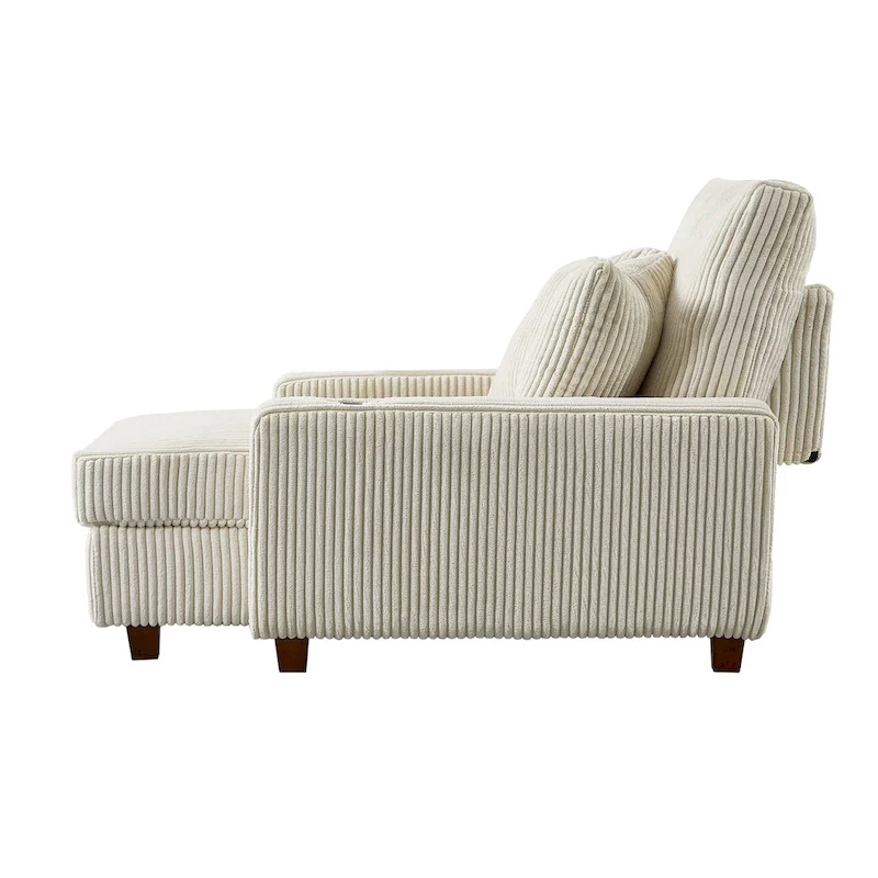 Upholstered Chaise Lounge with Adjustable Backrest Lounge Chair