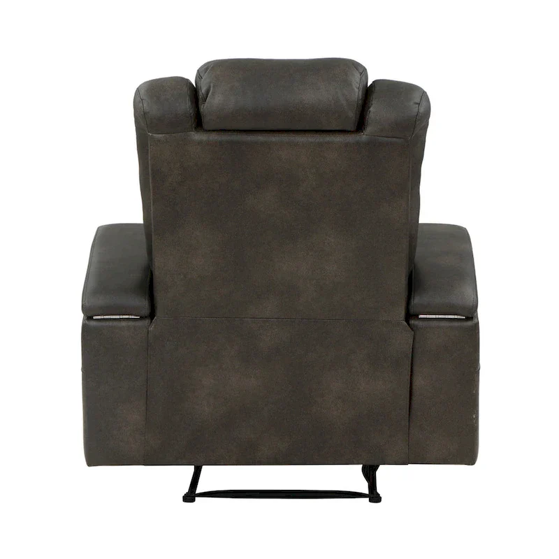 Mia 40 Inch Power Recliner Chair, Gray Faux Leather, LED, USB, Cupholders