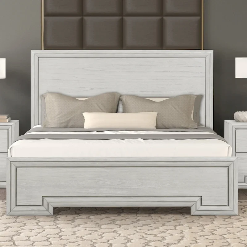 Furniture of America Klasiin Rustic White Wood Panel Bed