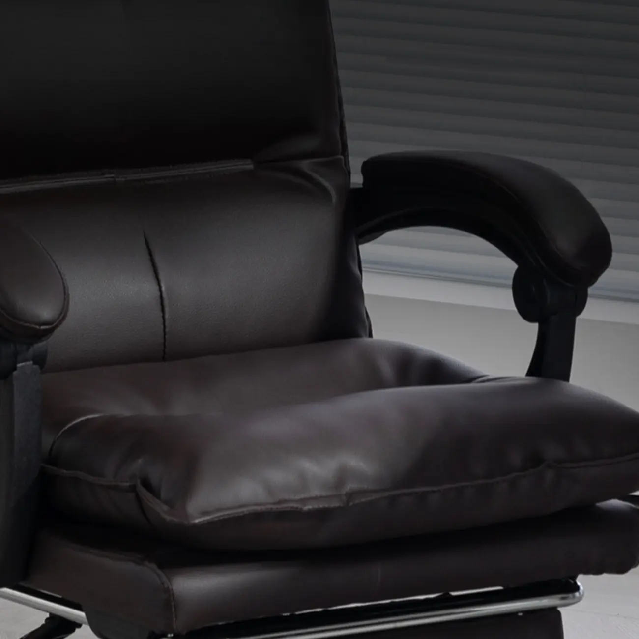 Modern Brown Leather Reclining Executive Office Chair