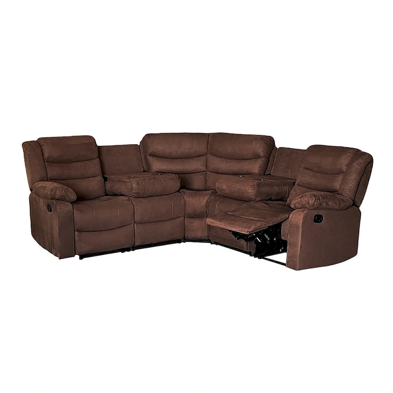 93 Width Polyester/Suede 5-Piece Manual Reclining Sectional Sofa