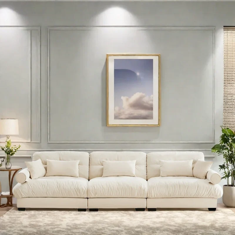 Modular Sectional Sofa - Velvet, 5-Seat, Cloud Cushion, Bolster Armrests, 130W, Configurable