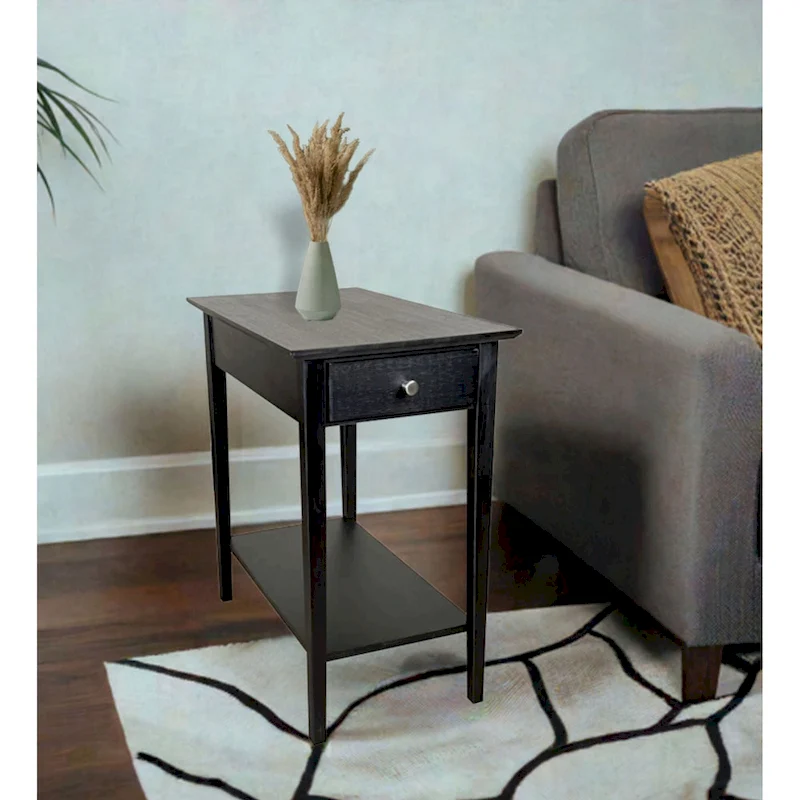 Solid Bamboo Recliner Table with Drawer