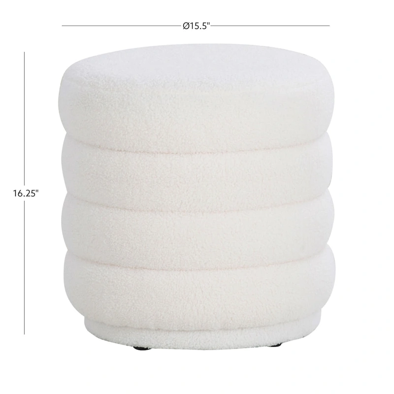 Hawley White Round Sherpa Ottoman