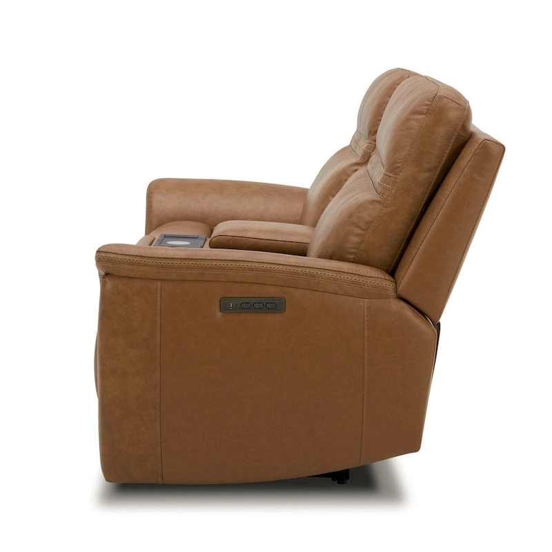 Cooper Leather Dual Power Reclining Loveseat with Console