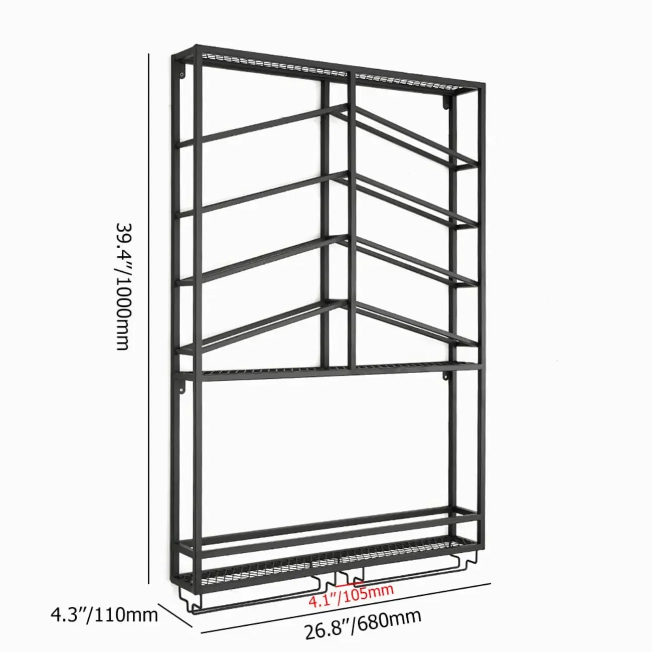 Hanging Industrial Metal Black Wine Rack Wall Mounted