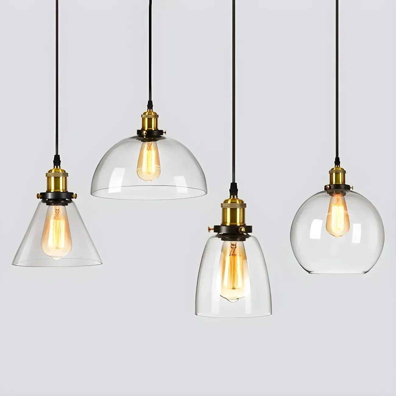 Industrial Geometric Clear Glass Lampshade Kitchen 1-light Pendant Light
