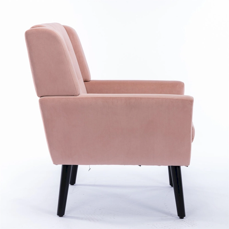 Pink Velvet Modern 29.5 Tufted Accent Chair with Wood Legs