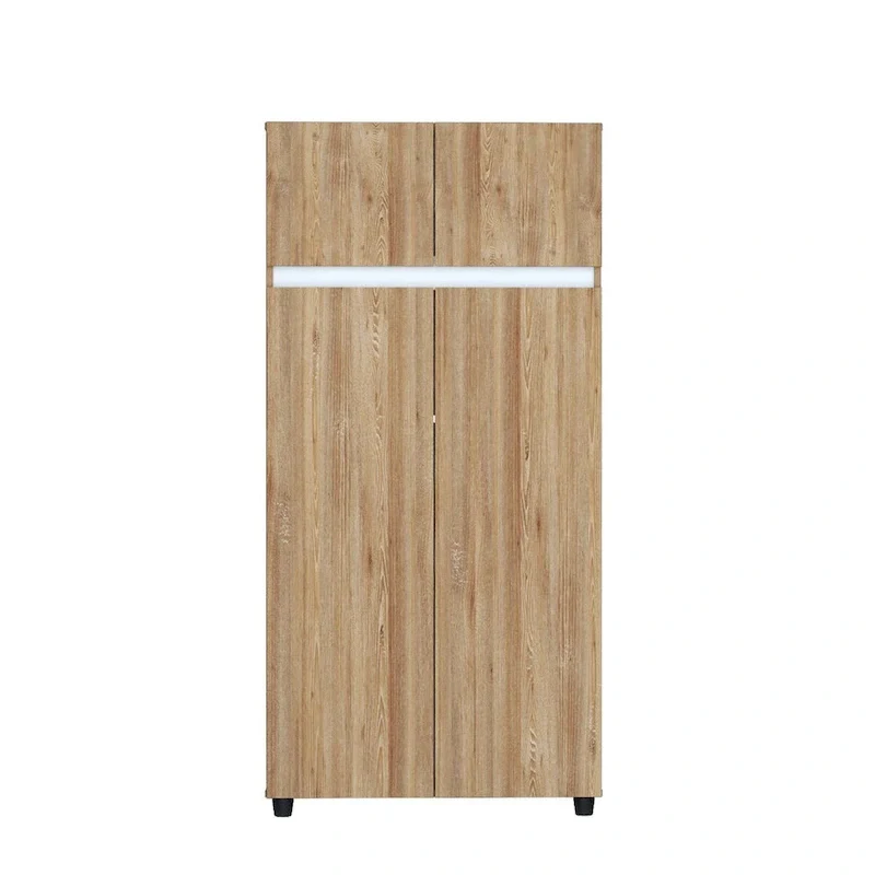 65-Inch Armoire Wardrobe with Hanging Rod and Shelves, Freestanding Bedroom Closet