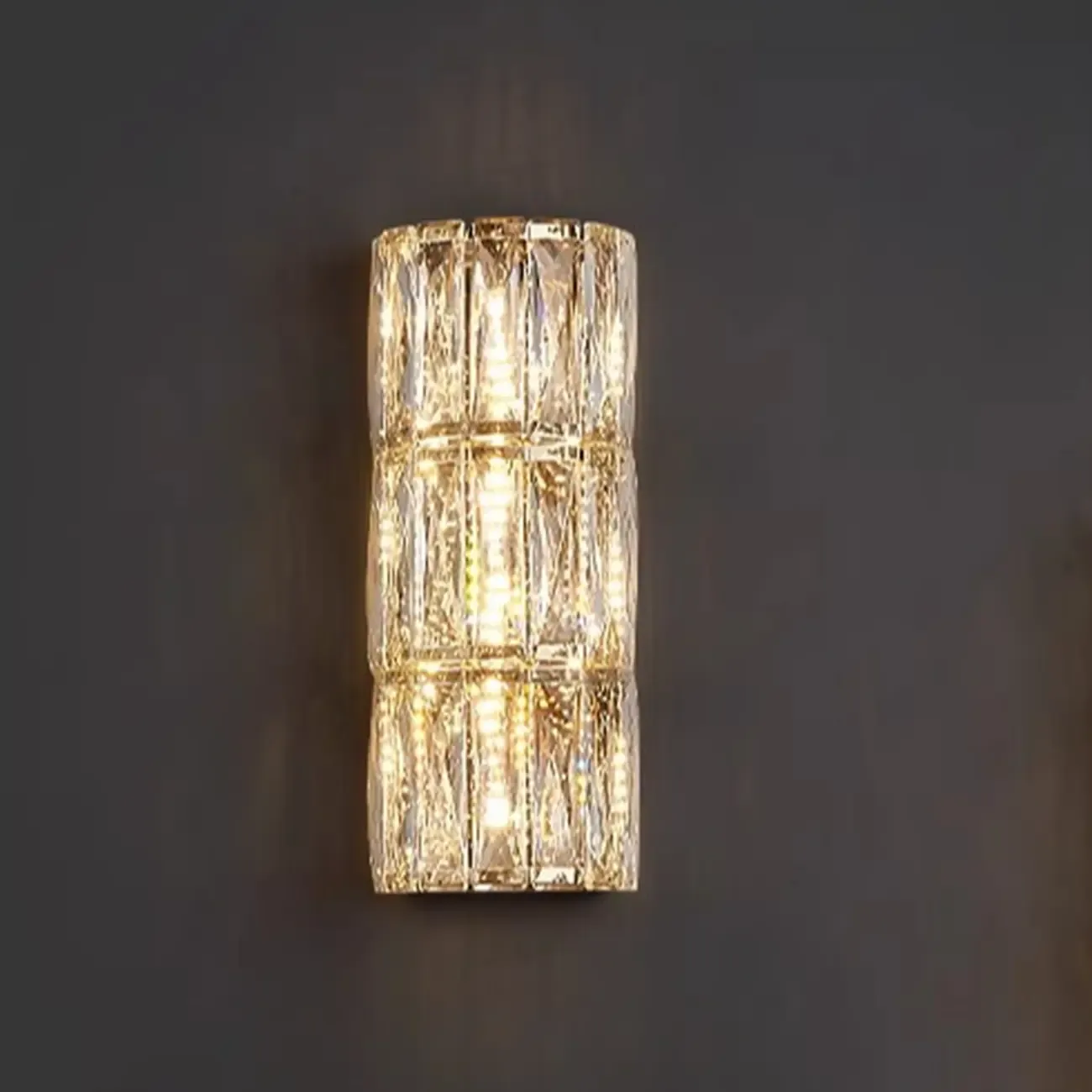 Direct-wired Steel Wall Sconce with Crystal Shade