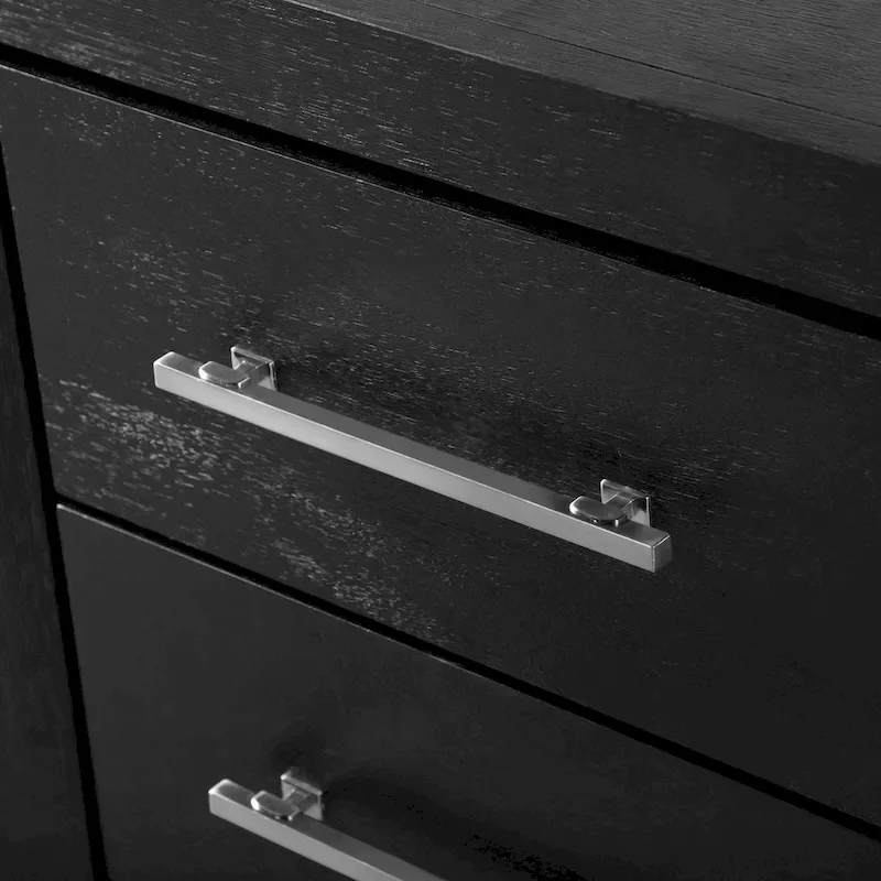 Furniture of America Alaric Modern Black Solid Wood 3-Piece Bed and 2 Nightstand Bedroom Set With LED Headboard