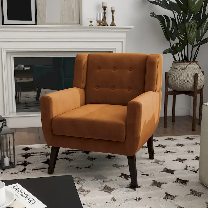 Velvet Accent Chair Living Room Upholstered Armchair