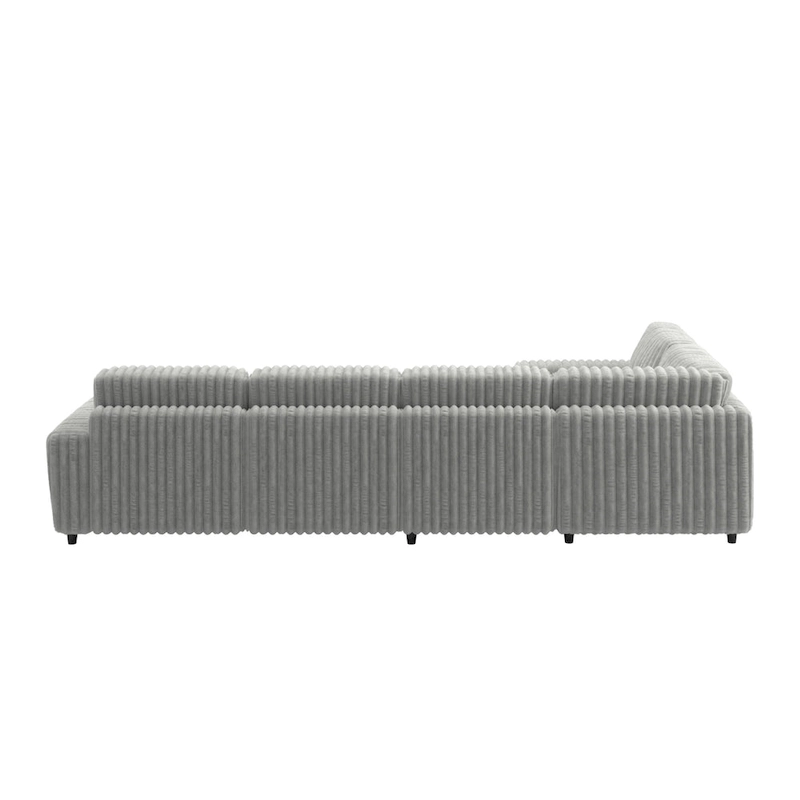 Veyron Furry Channel Fabric Down-filled L-Shape 4-Seat Modular Sectional Sofa with Ottoman by iNSPIRE Q Modern