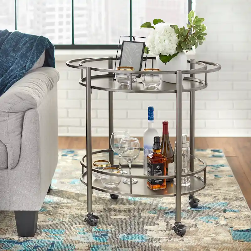 Lifestorey Devin Oval Metal Bar Cart