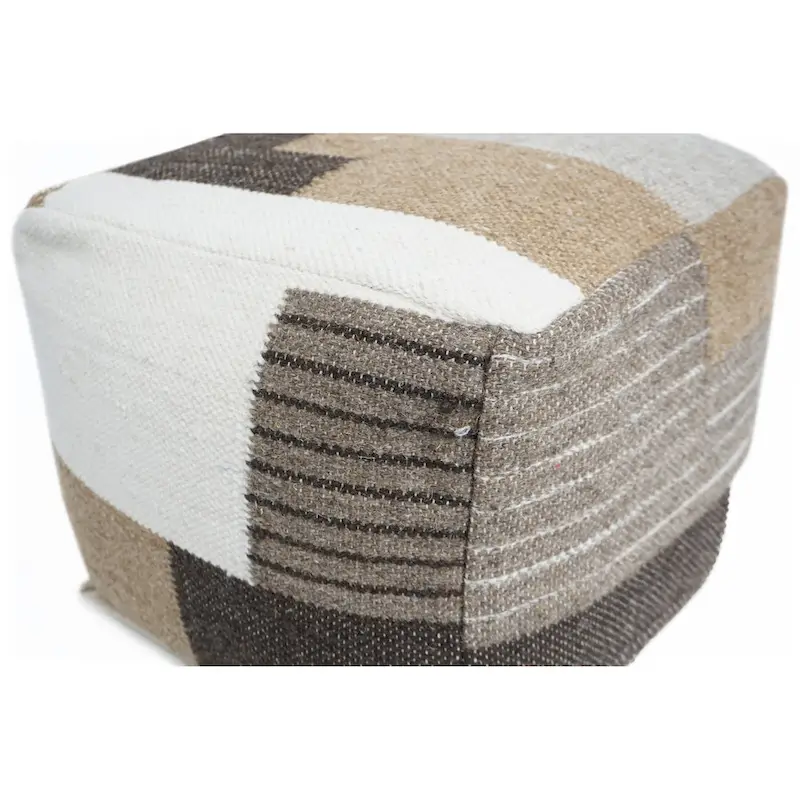 Home&Manor Wool Cotton Anacani Pouf