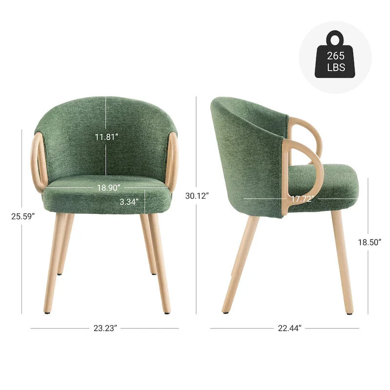 Art Leon Modern Fabric Accent Dining Wood Chair (Set of 2)