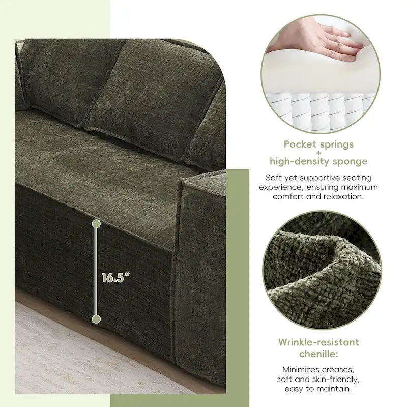 L-Shaped Modular Sectional Sofa, Chenille Cloud Sofa Set