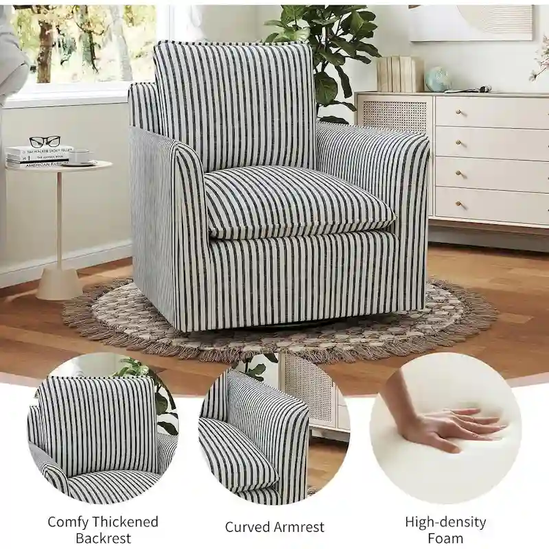 Swivel Accent Chair Swivel Barrel Reading Chair with Thick Padded Backrest Cushion