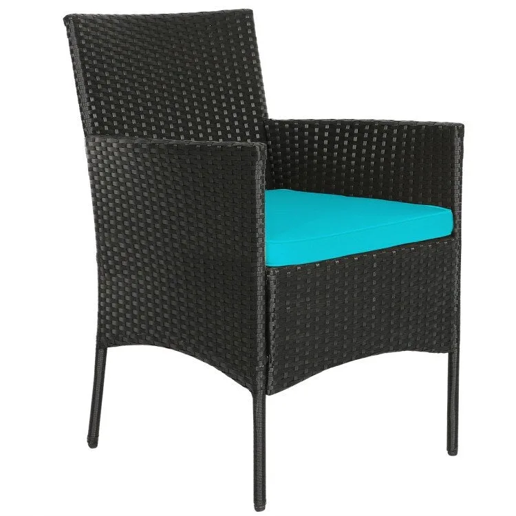 4 Pieces Patio Rattan Cushioned Sofa Set with Tempered Glass Coffee Table - 24 x 23.5 x 33 (L x W x H)