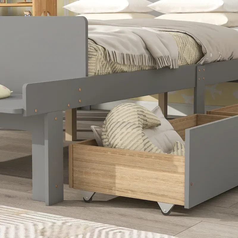 Full Bed with Footboard Bench,2 drawers