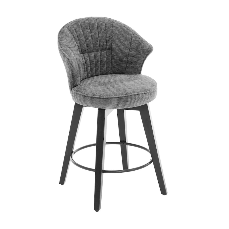 Swivel Bar Stools Set of 2, Upholstered Dining Room Chairs with Wide Backrest, Counter Height Chair with Metal Legs