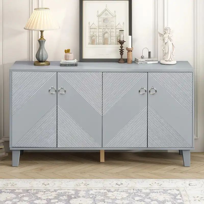 Light Luxury Cabinet Adorned with Geometric Patterns, Suitable for Hallway, Entryway, Living Room