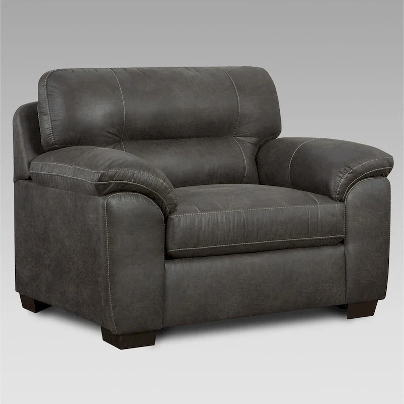 Roundhill Furniture Tirana Contemporary Fabric Pillow-top Arm Chair with Ottoman in Sequoia Ash