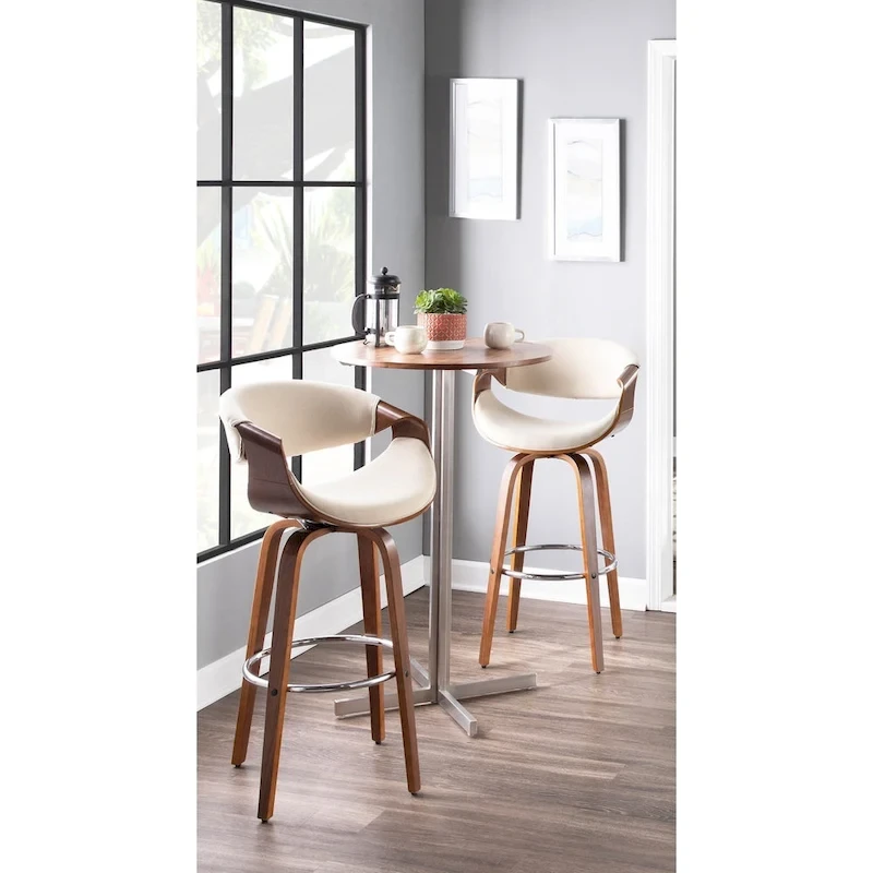 Carson Carrington Sauda 30 Fixed-Height Bar Stool with Bent Wood Legs and Round Footrest (Set of 2)