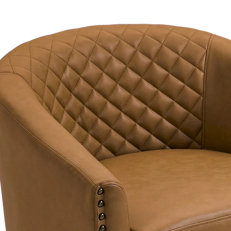 Axia 4 Set Modern Faux Leather Barrel Accent Chair with Wood Legs