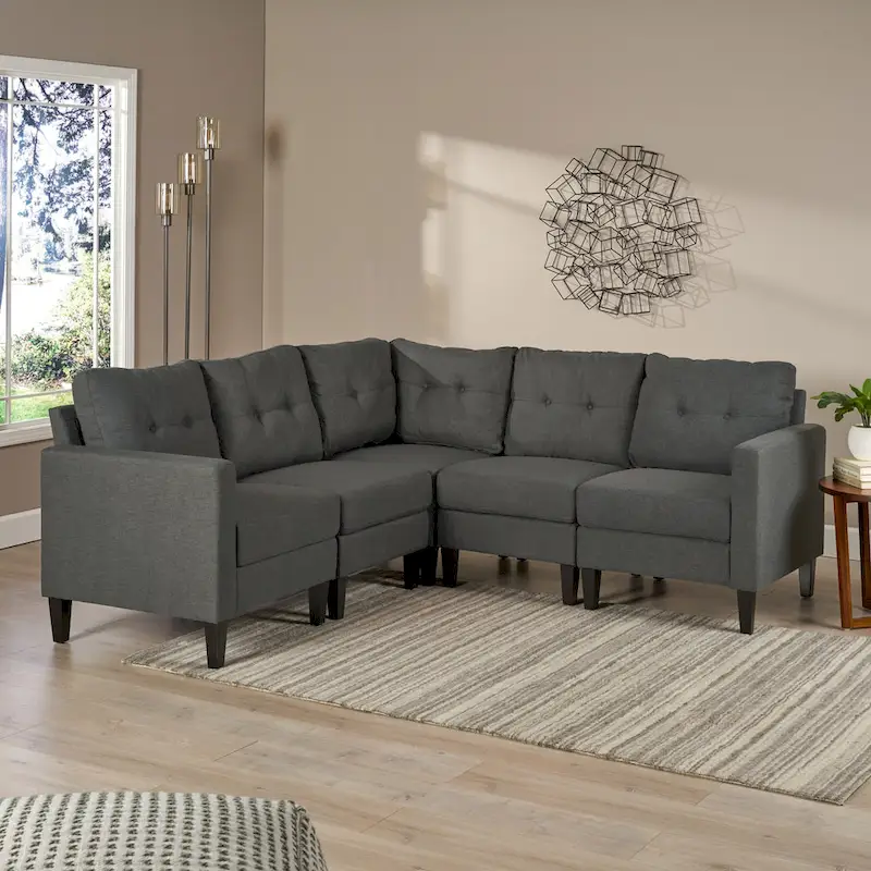 Emmie Mid-century Modern 5-piece Sectional Sofa Set by Christopher Knight Home