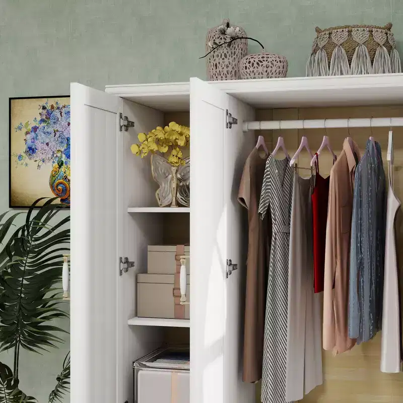White 4-Door Wardrobe with 2 Drawers - Adult Use