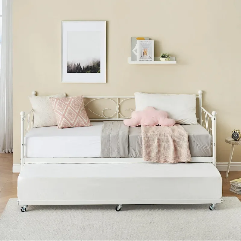 Twin Day Bed with Pull Out Trundle Bed Frame