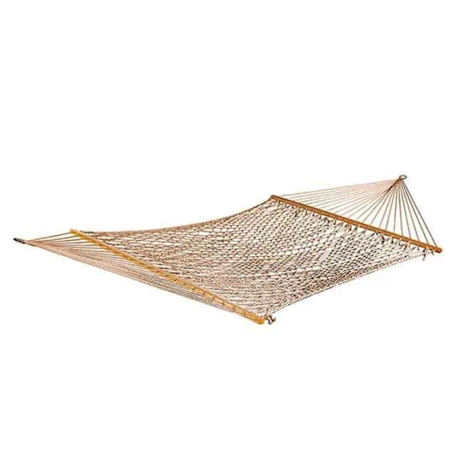 Bliss Hammocks BH-410BK 60  Wide Cotton Rope Hammock w/ Spreader Bar, S Hooks, & Chains