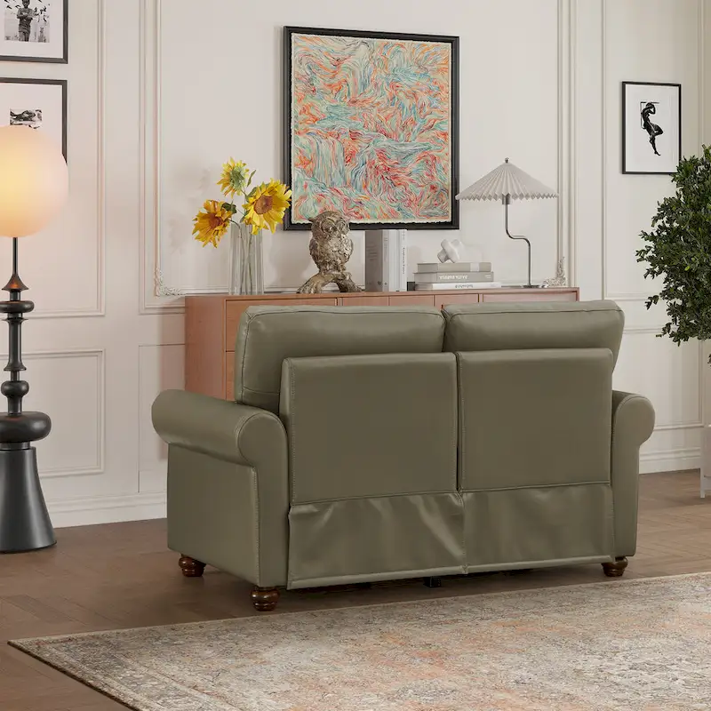 Living Room Faux Leather Sofa Loveseat