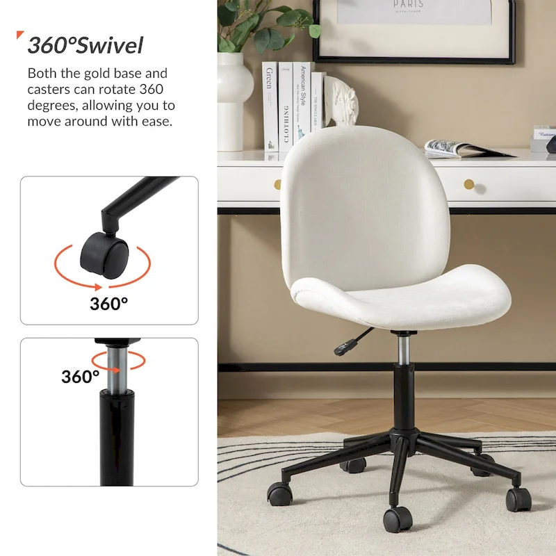 Ines Modern 0ffice Chair 360Whirling Armless With Metal Base by HULALA HOME