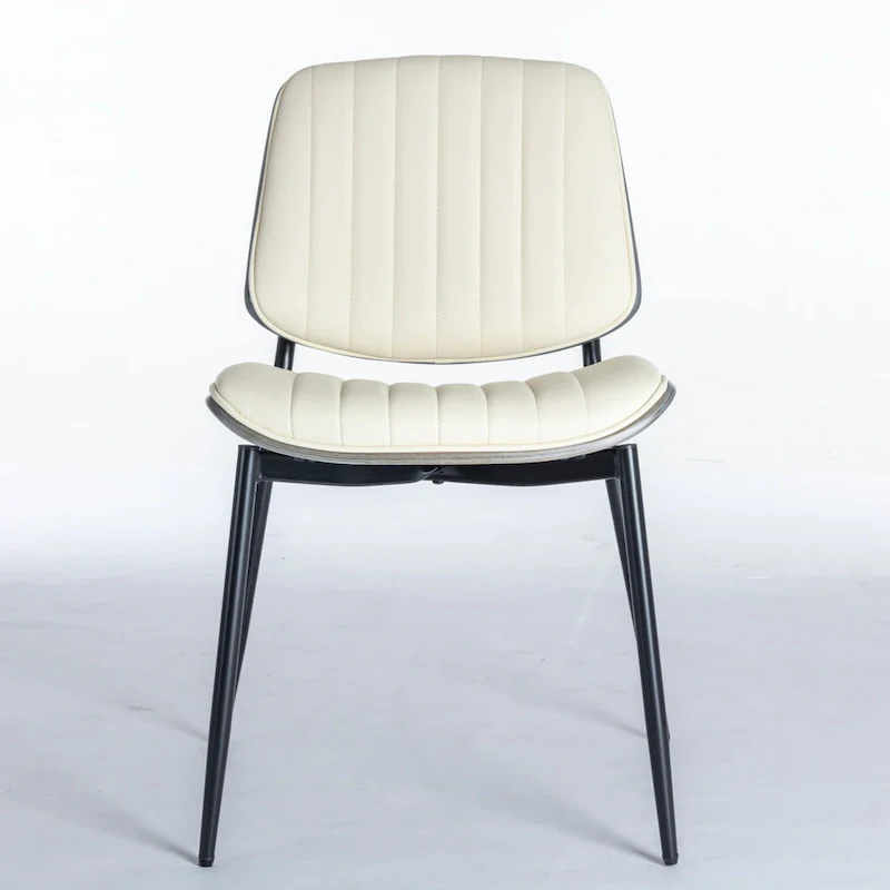 2PCS Faux Leather Chair with Metal Legs