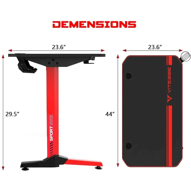 BOSSIN Ergonomic Gaming Desk T-Shaped Office PC Computer Desk with Full Desk Mouse Pad, Handle Rack, Cup Holder Headphone Hook