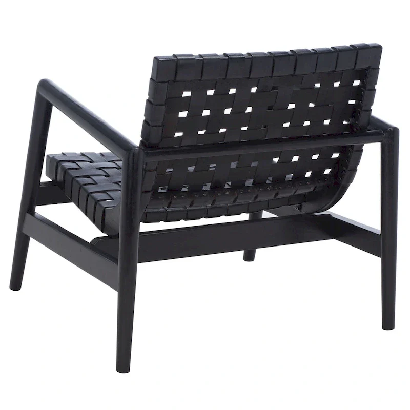 SAFAVIEH Vena Leather Woven Accent Chair - 30 W x 28 D x 28 H - 30Wx28Dx28H