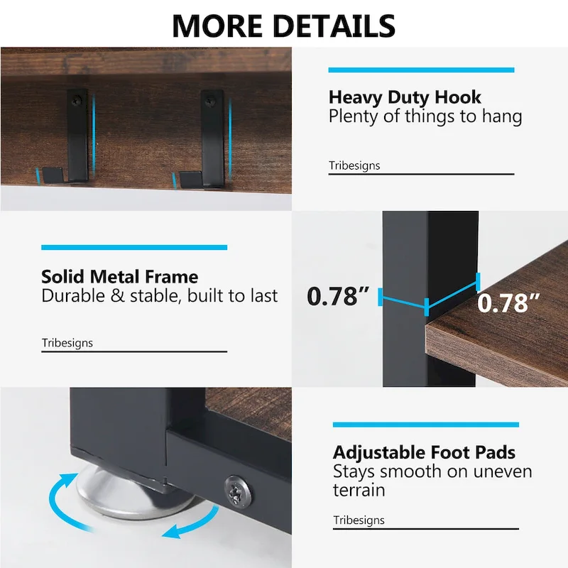 Entryway Coat Rack Shoe Bench Set, Industrial Hall Tree Coat Shoe Rack
