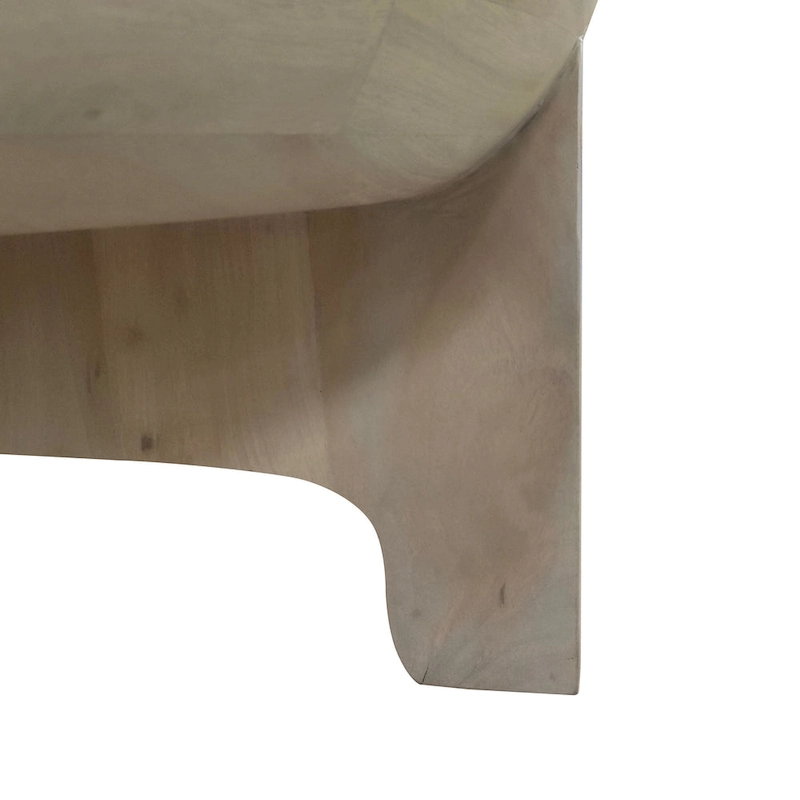 Tomas 32 Inch Coffee Table, Mango Wood Drum Top, Classic Washed White