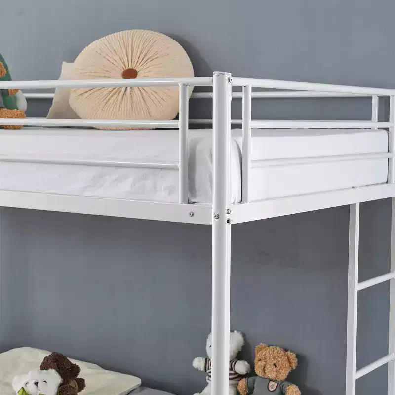 Karl Home Blcak Twin over Twin Bunk Bed with Trundle, Heavy Duty Metal Bed Frame with Safety Rail Side Ladders